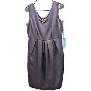 NWT!‎ VERA WANG Jeweled Dress Womens 8 Pleated Purple Wedding Cocktail Party